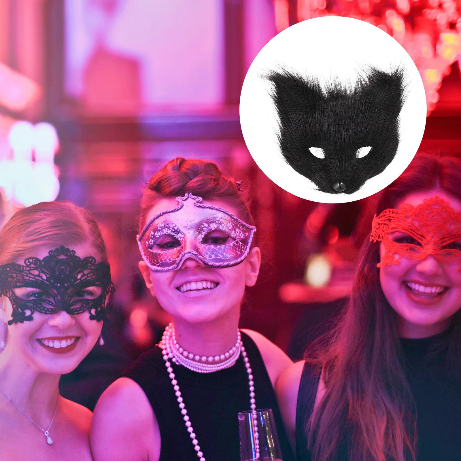 

Half-faced Animal Mask Carnival Fox Costume Masquerade Halloween Plastic Kit Men and Women