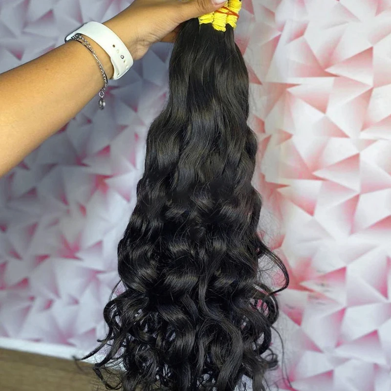 Cabello humano suelto en ondas, sin weft, para trenzar, brasileño natural negro 6