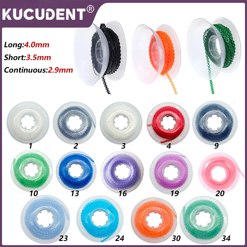 15Feet/Roll Dental Orthodontics Elastic Power Chain for Braces Rubber Band Leagues Ultra Powerchains Continuous Long Short Types