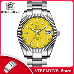 STEELDIVE SD1933 Klein formaat 39 mm roestvrijstalen armband Saffierglas BGW9 Blauw lichtgevend NH35 Automatisch mechanisch horloge Heren