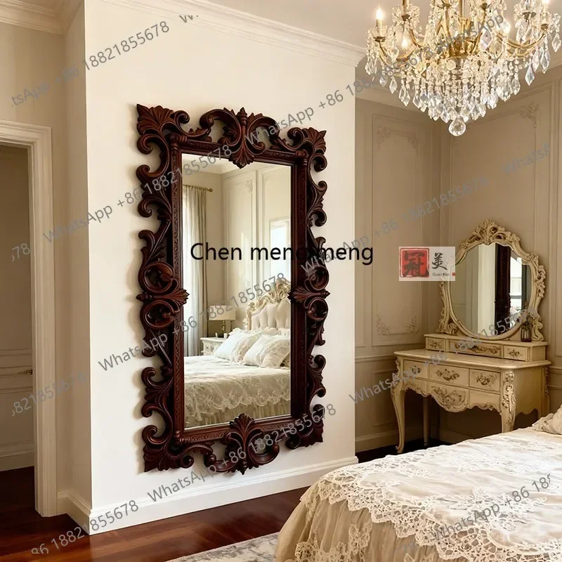 6239 French vintage carved full body mirror wall mounted dressing mirror luxury fitting large mirror