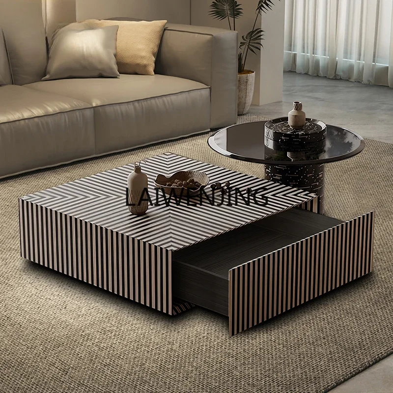 

SGF living room zebra coffee table household square with storage drawer edge table