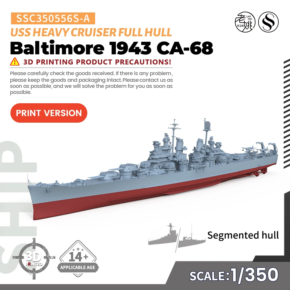 SSMODEL SSC556S-A 1/350 Military Model Kit USS Baltimore  Heavy Cruiser 1943 CA-68 Full Hull WWII WAR GAMES