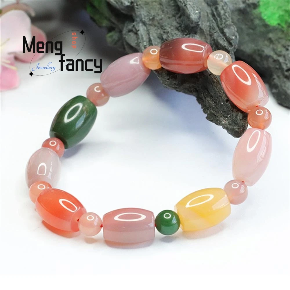 Natural Salt Source Agate Strings Colorful Lulutong Bracelet Simple Elegant Exquisite High-grade Fashion Jewelry Holiday Gifts