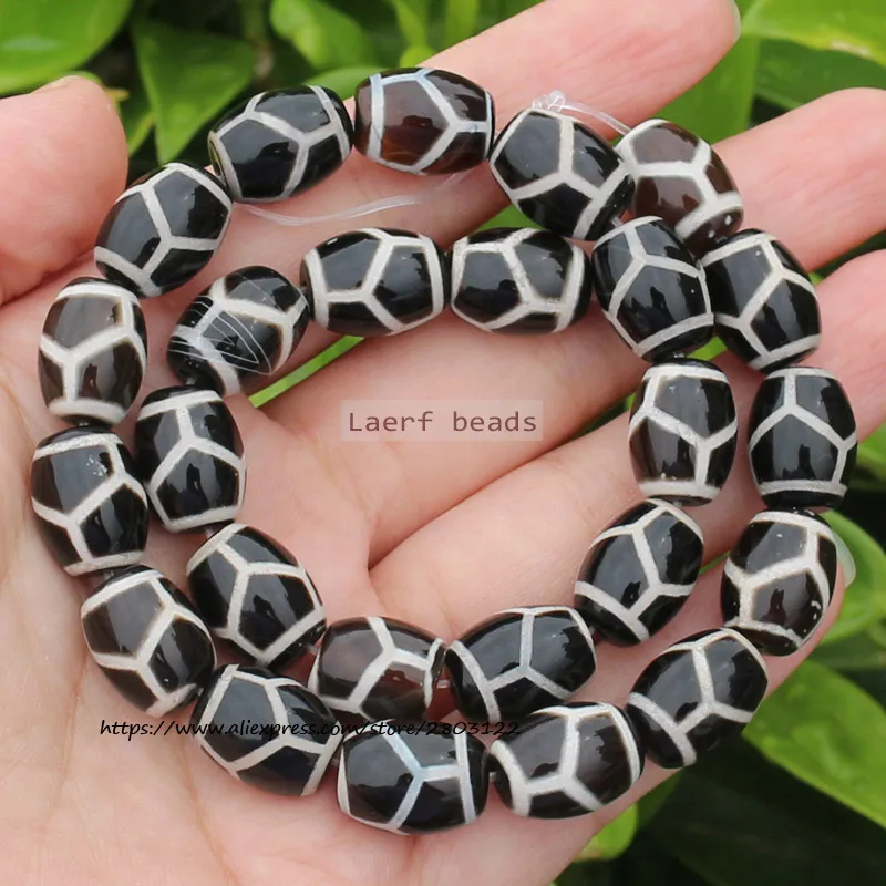 8pcs ,10x14mm Natural Black Agate Ancient Tibet Dzi beads,Lucky Symbol,Powerful Amulet,For DIY Jewelry Making !