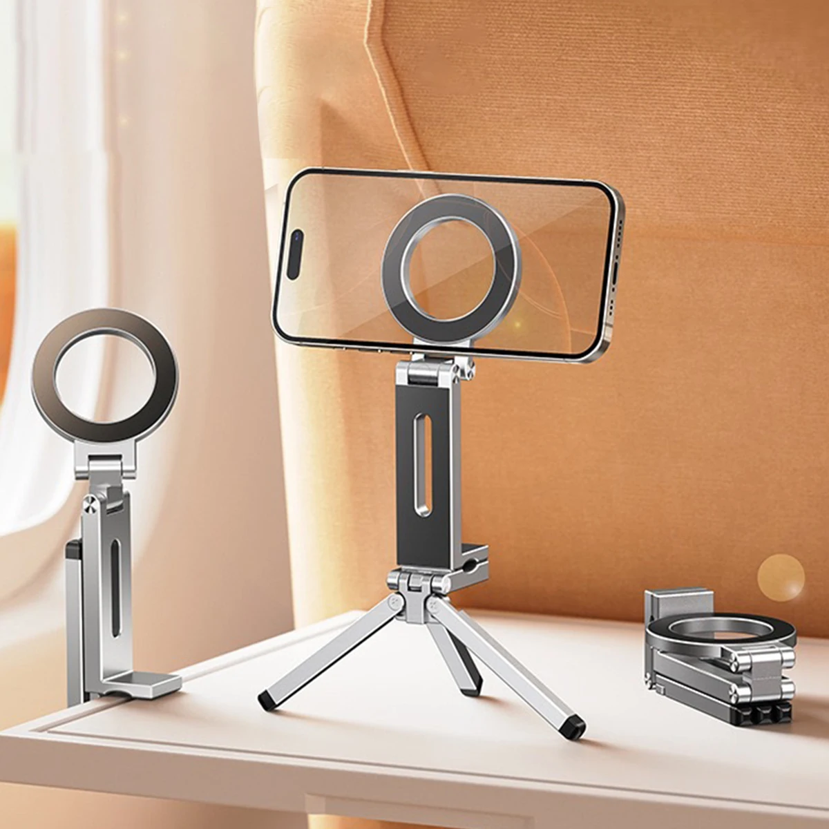 Adjustable Universal Magnetic Phone Holder Travel Essentials Flexible Rotation Hands-Free Airplane Phone Mount Seat Phone Stand