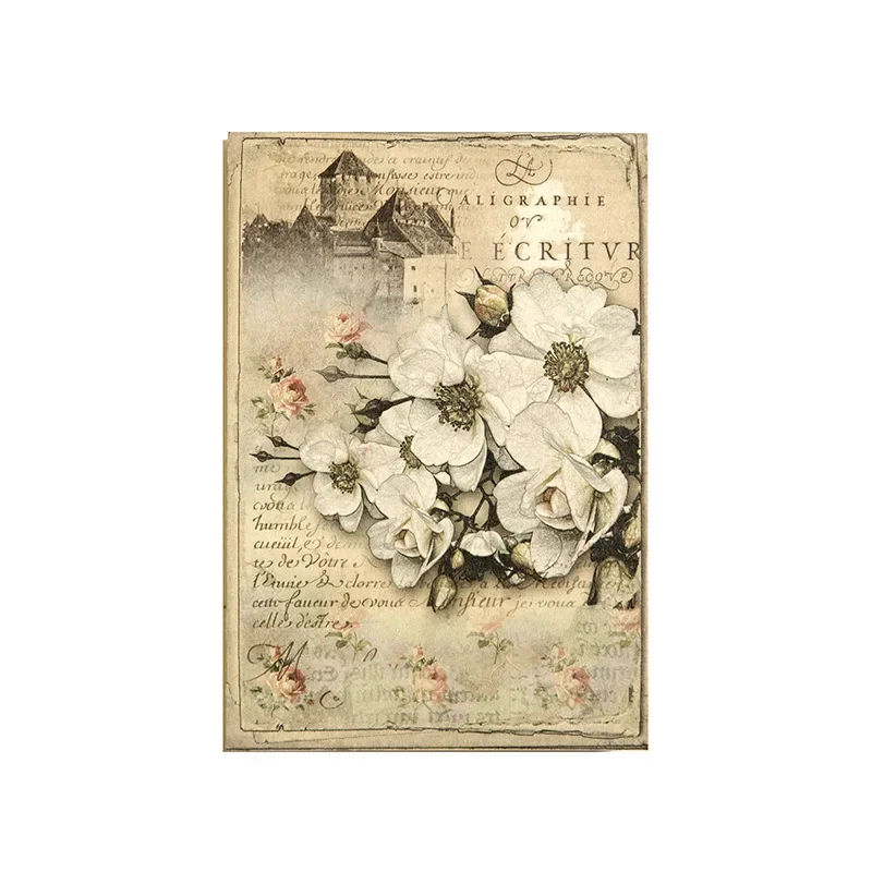 Journamm 100pcs/pack Flowers Materials Paper DIY Scrapbooking Junk Journal Collage Diary Background Decor Vintage Craft Paper