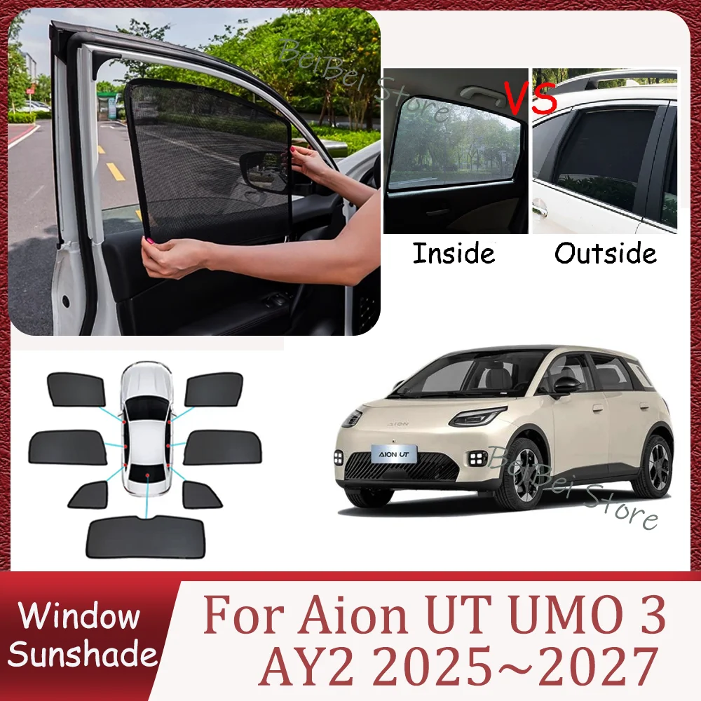 

Для Aion UT UMO 3 AY2 2025~2027 2026: Магнитная сетчатая солнцезащитная шторка для боковых окон автомобиля, защита от УФ-излучения, аксессуары для интерьера