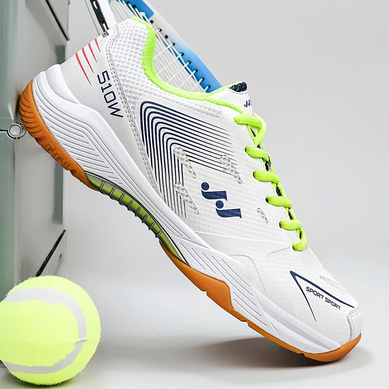 

2025 Новые мужские туфли для бадминтона, черные, синие туфли для настольного тенниса, мужские дизайнерские тренировочные туфли для бадминтона в помещении