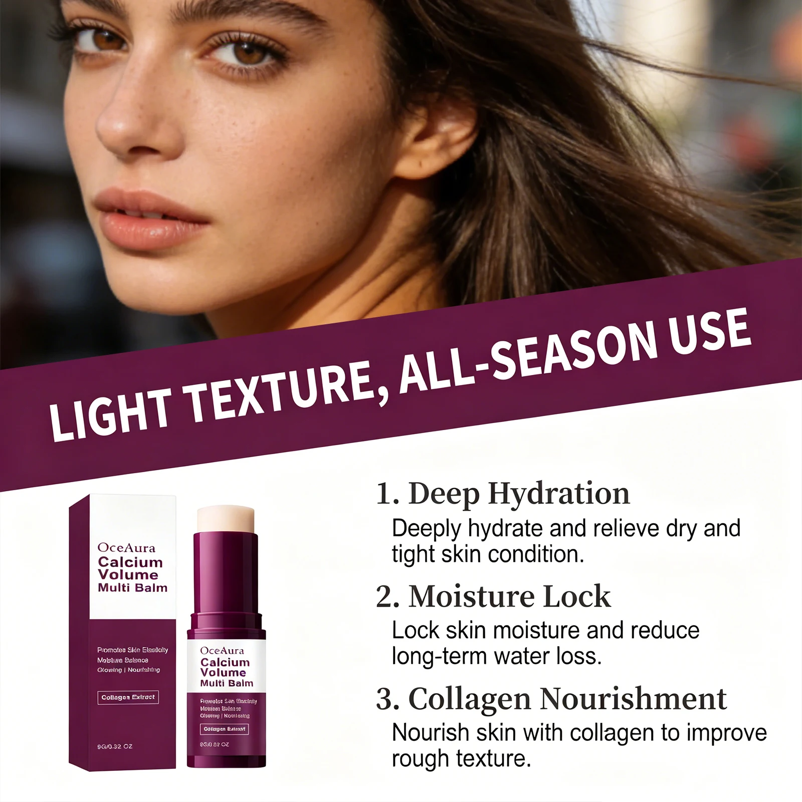 Calcium Volume Multi Balm Stick Hydrating Firming Anti-Wrinkle Care Fade Fine Lines Pre-Makeup Moisturizer For Face Eyes Neck