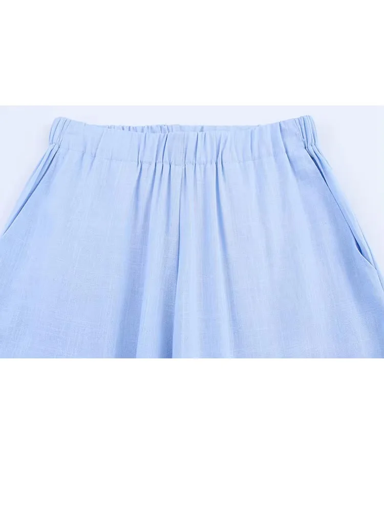 بدلة نسائية متينة من HH بياقة مقلوبة وأكمام طويلة وجيوب واحدة الصدر + سراويل مزخرفة بخصر مطاطي قابلة للطي