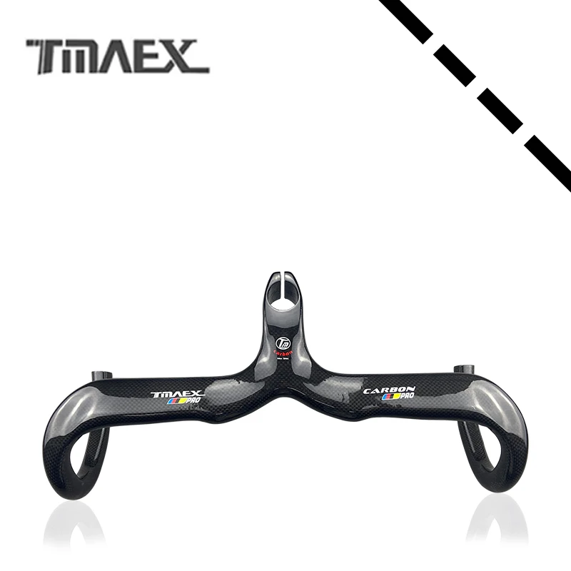 Logo Full carbon fiber T800 Integrated Road Handlebar cycling handle bar  3K glossy Ultralight texture