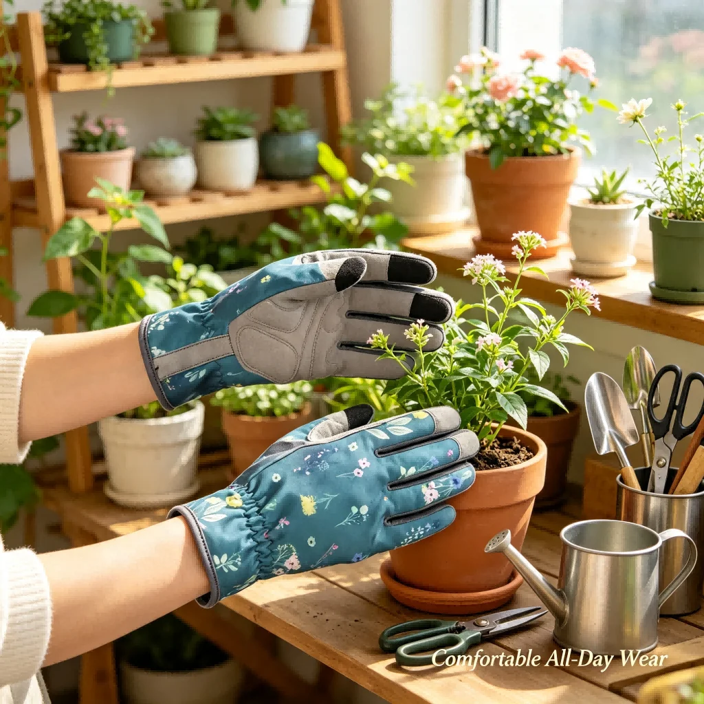 Microfiber gardening gloves with puncture resistant design and breathable structure for effective hand protection in garden work