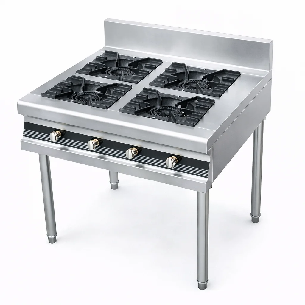 Professional Restaurant 201 Stainless Steel Chinese Cooking Range 4 Burner Commercial Gas Stove