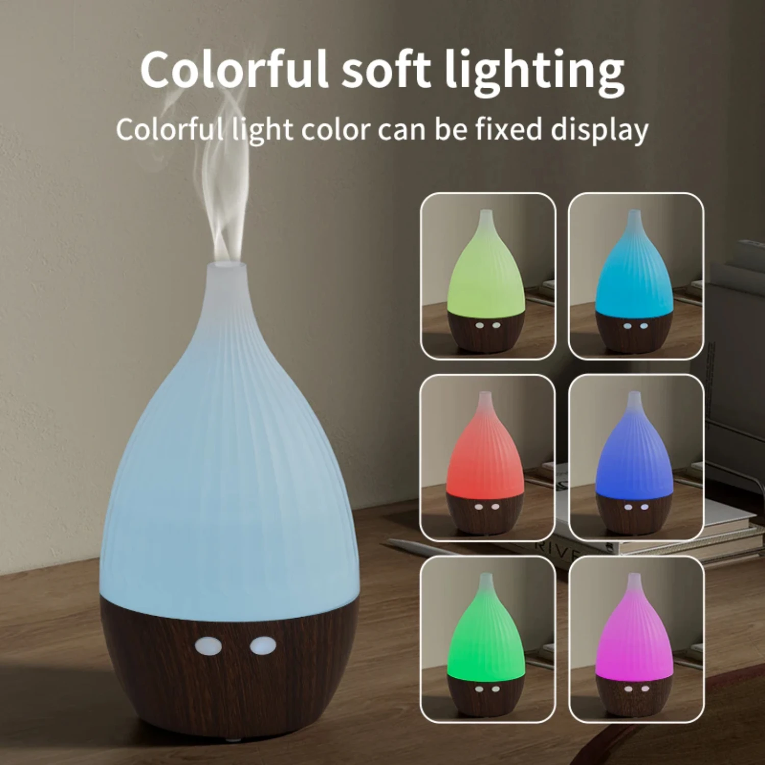 New Wood Grain Ultrasonic USB Air Humidifier for Aromatherapy and Relaxation, Essential Oil Spray Mist with Fragrance Perfume Di