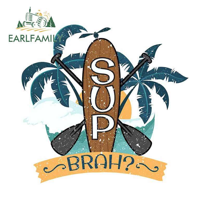 EARLFAMILY 13cm x 12.6cm for Stand Up Paddle Boarding Sup Brah Car Sticker Creative Decal Car Door Windows Waterproof Decoration