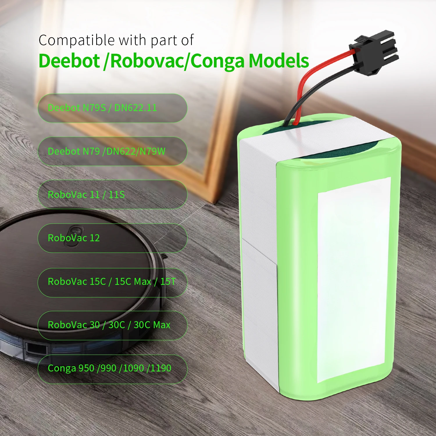 6800mAh 14.4V For Ecovacs Deebot Eufy RoboVac 11S N79S N79 DN622 Conga 990 995 1090 1190 1790 Vacuum Cleaner Battery