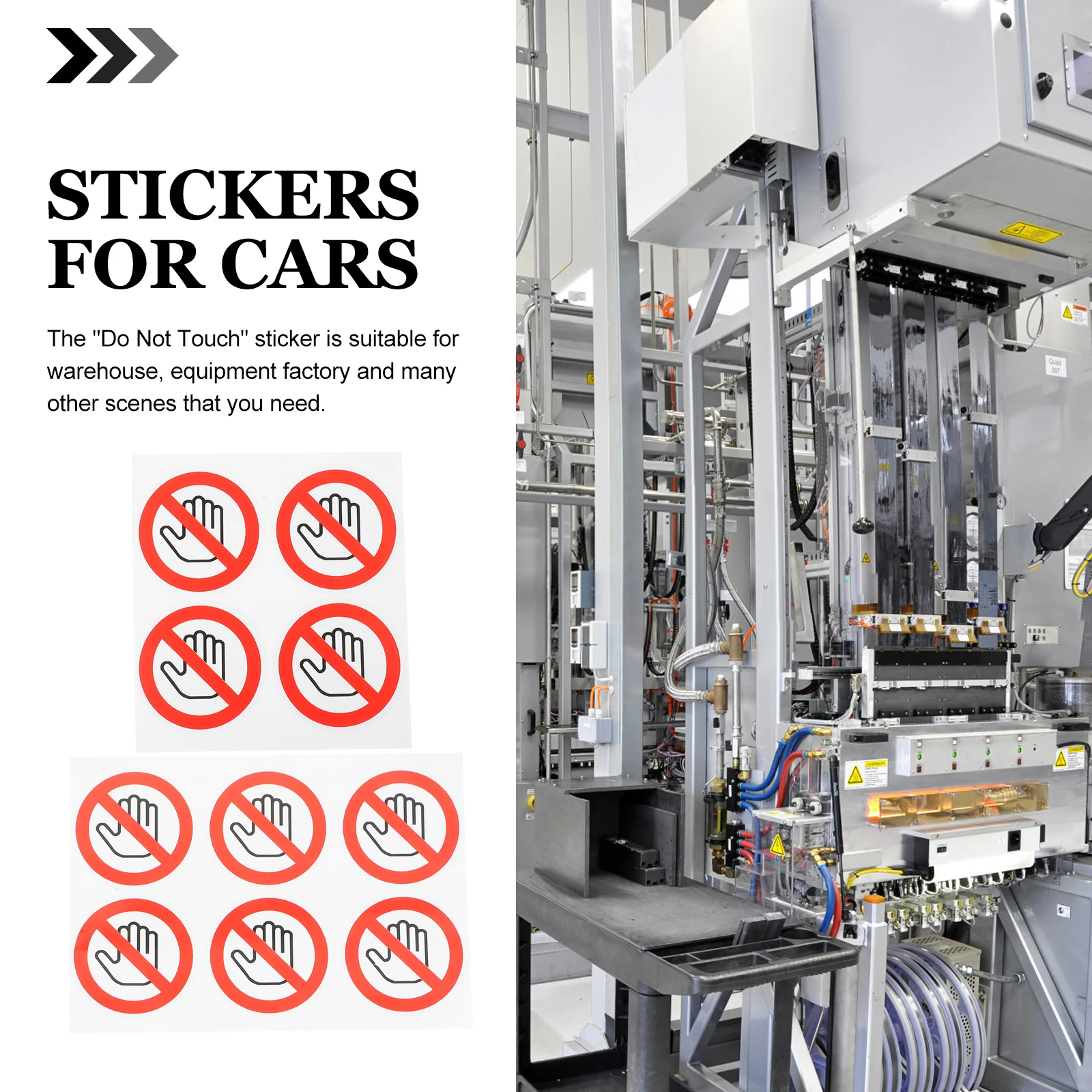

10pcs Warning Stickers 50mm Diameter No Touch Signs Safety Labels for Equipment Factory Peel Stick Decals Non Allergic