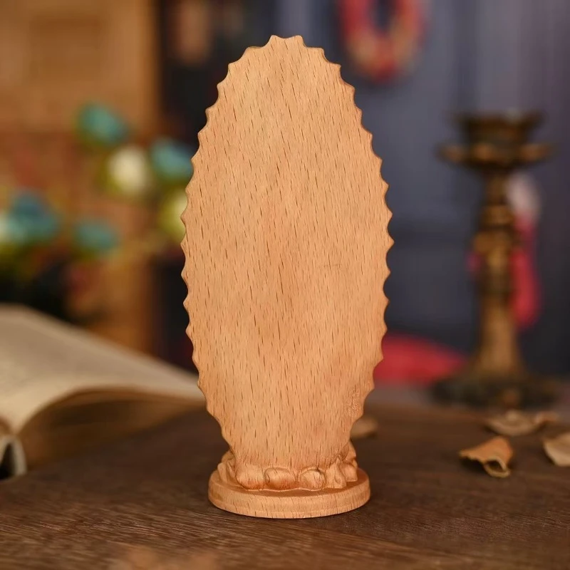 

Vintage Wood Carving Desktop Ornaments Crafts Religion Madonna Home Living Statue