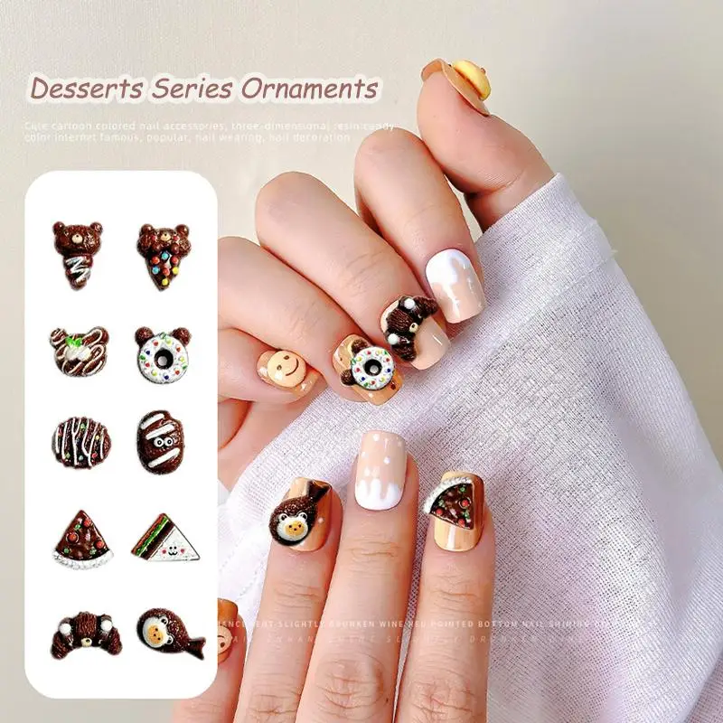 

3D Simulated Cream Cake Donuts Nail Charms Creative Lovely Croissants Sandwiches Nail Art Decorations for DIY Phone Case Nails