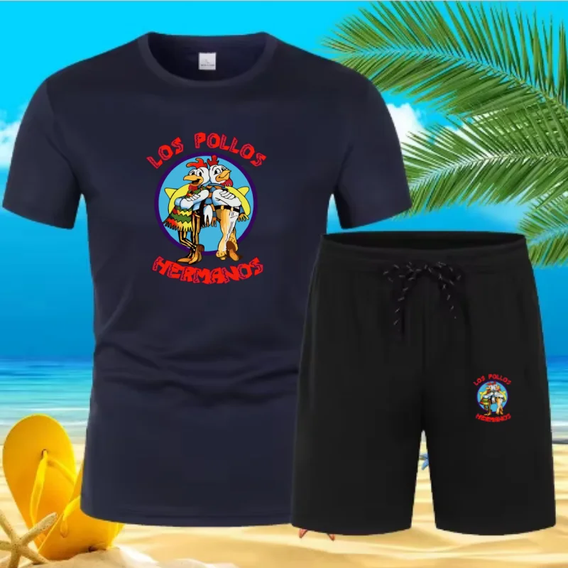 Лето 2026. Новые мужские костюмы продают повседневную и модную спортивную одежду. Футболка с короткими рукавами и принтом Polish Brothers для бега.