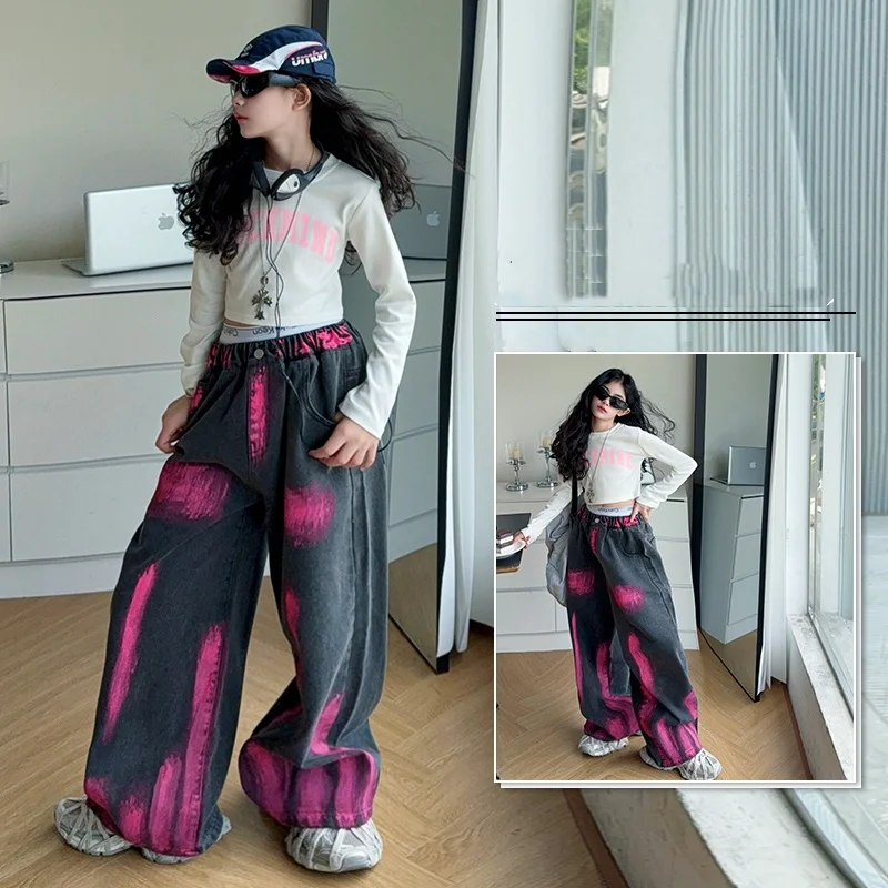 

Baby Girl Clothes Sets 4-14Y Kid Clothing Set Child 2Piece Of Tee Top+Denim Pants Bottom Clothing Set Toddle Street Fashion Suit