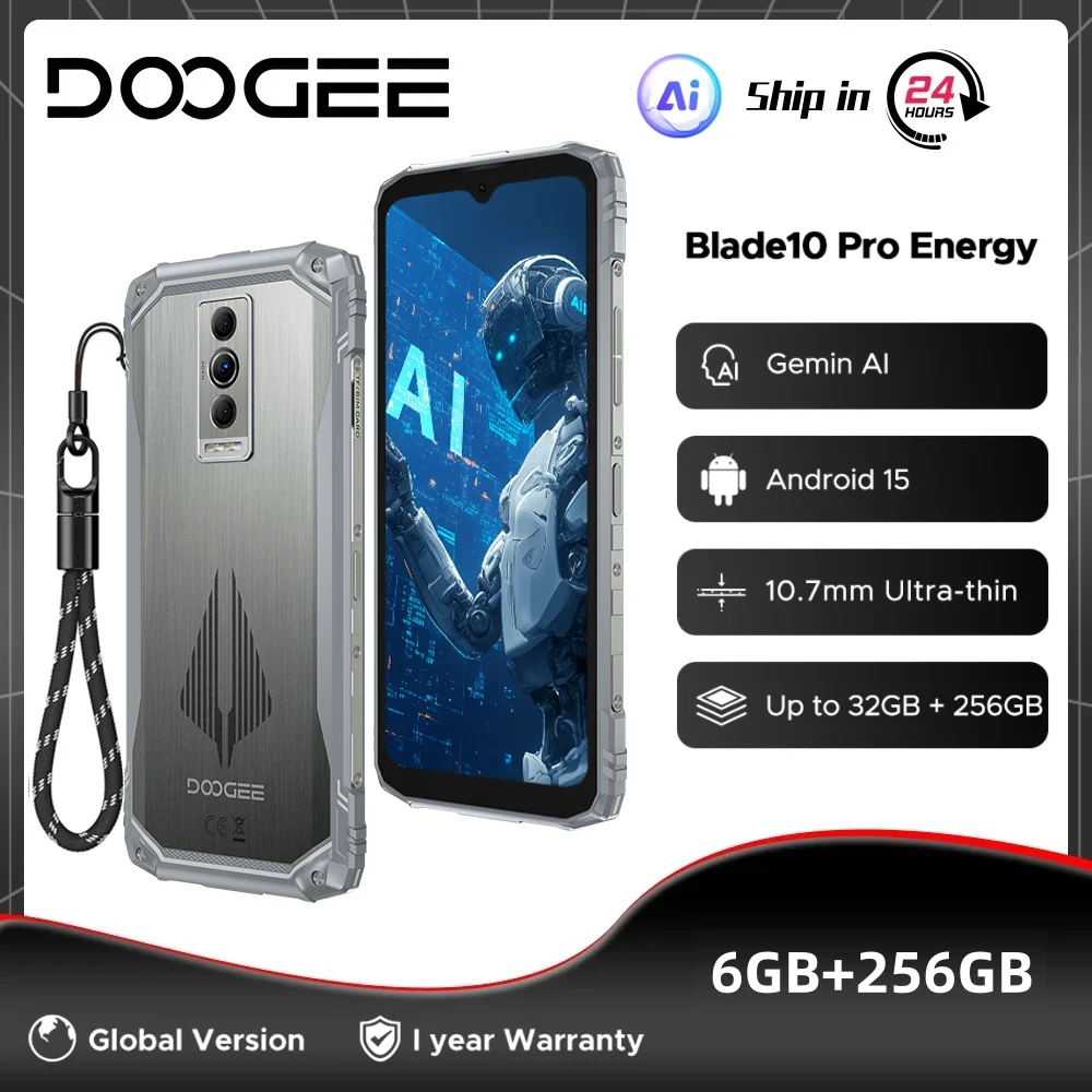 DOOGEE Blade10 Pro Energy Rugged Phone 32GB 256GB 6.56” HD+ Screen 6150mAh Large Battery 50MP AI Camera Android 15 NFC