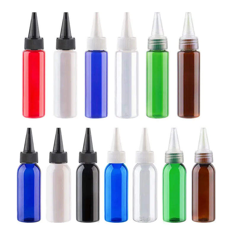 

30ML X 50PC Green Plastic Bottle Pointed Mouth Cap 30CC Jam / Shower Gel Packaging Bottle , Makeup Sub-bottling Personal Care