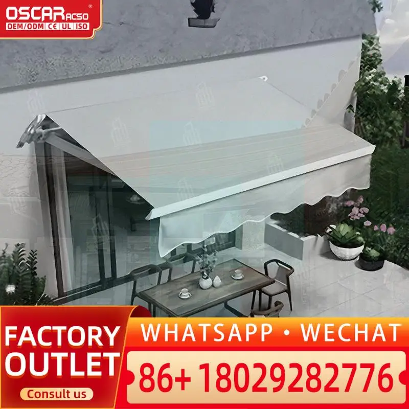 

Full Cassette Manual Remote Control Acrylic Sun Shade Rain Canopy Outdoor Patio Garden Waterproof UV Protection Retractable Aw