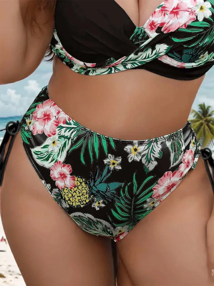 

2024 Large Plus Size High Waist Floral Swim Briefs Swimsuit Women Swimwear Female Bathing Swimming Swim Suit Beach Bathers