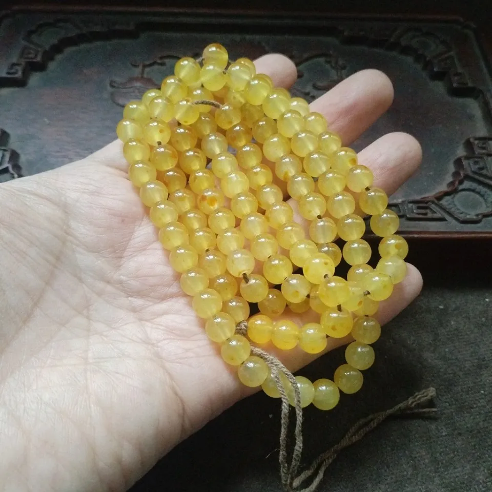 Bright Golden Yellow Glossy Round Bead Strand Multi-strand Woven Bracelet Unisex DIY Jewelry Making Accessories