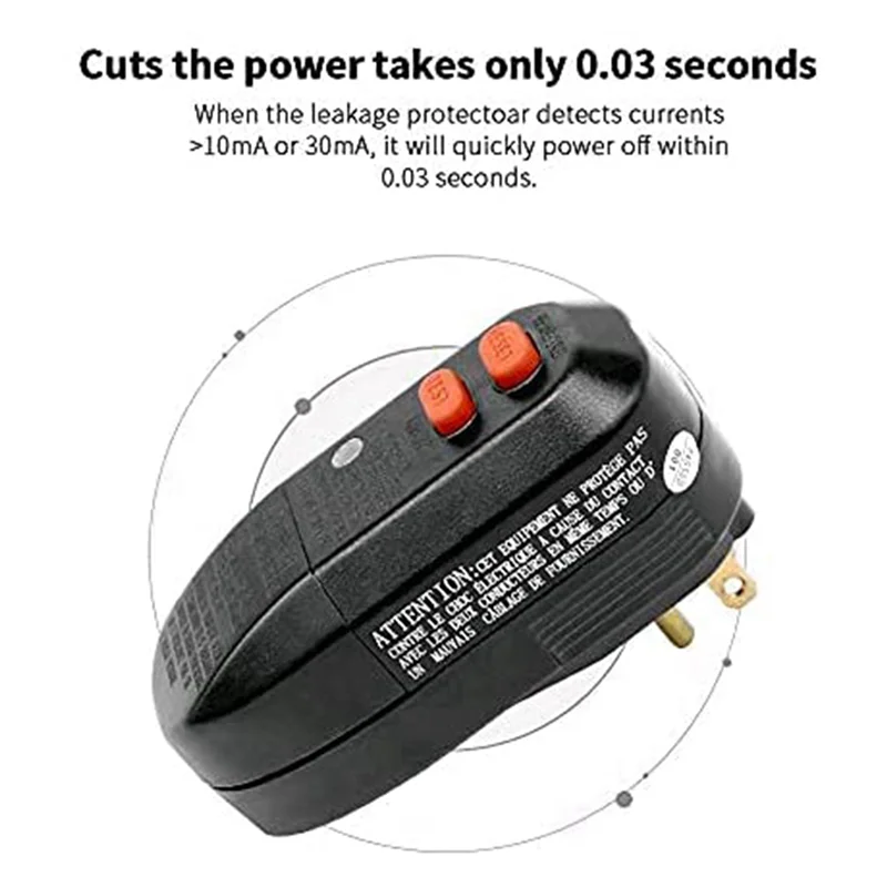 

ABGI-4X GFCI Replacement Plug 3-Prongs 15A 3-Wires With Ground Fault Circuit Interrupter Safety RCD Protection US Plug