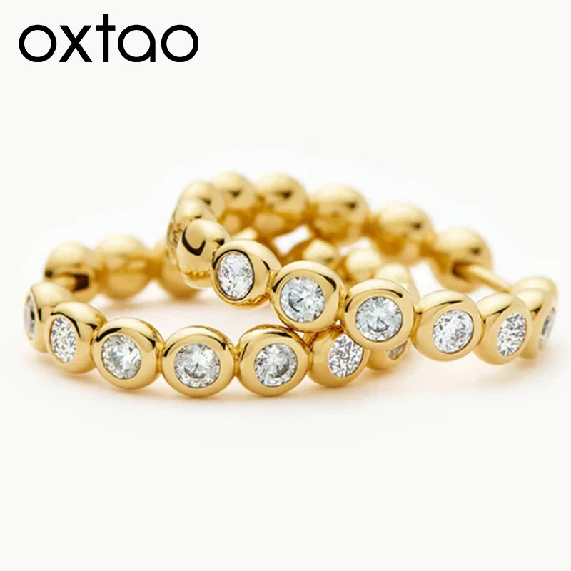 

Сертифицированные OXTAO серьги-кольца с муассанитом 2,5 мм D VVS1 для женщин, универсальные круглые серьги с покрытием из 14-каратного золота, свадебные украшения