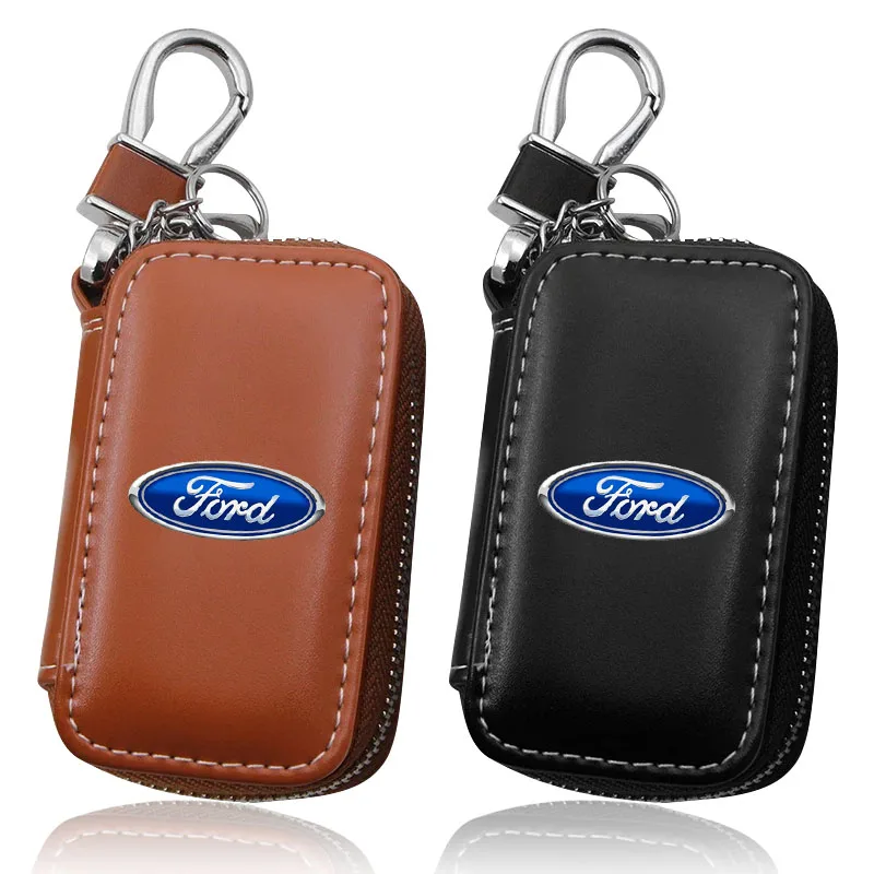 Car Key Holder Pouch Wallet Housekeeper Key Case Mini Card Bag For Ford Mustang Kuga F-150 Raptor ST line Escape Flex Transit