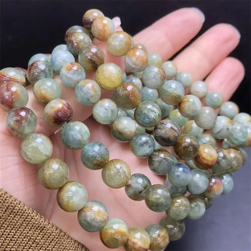 9MM Natural Island Kyanite Quartz Bead Bracelet Women Fashion Charm Crystal Healing Energy Gemstone Yoga Jewelry 1PCS