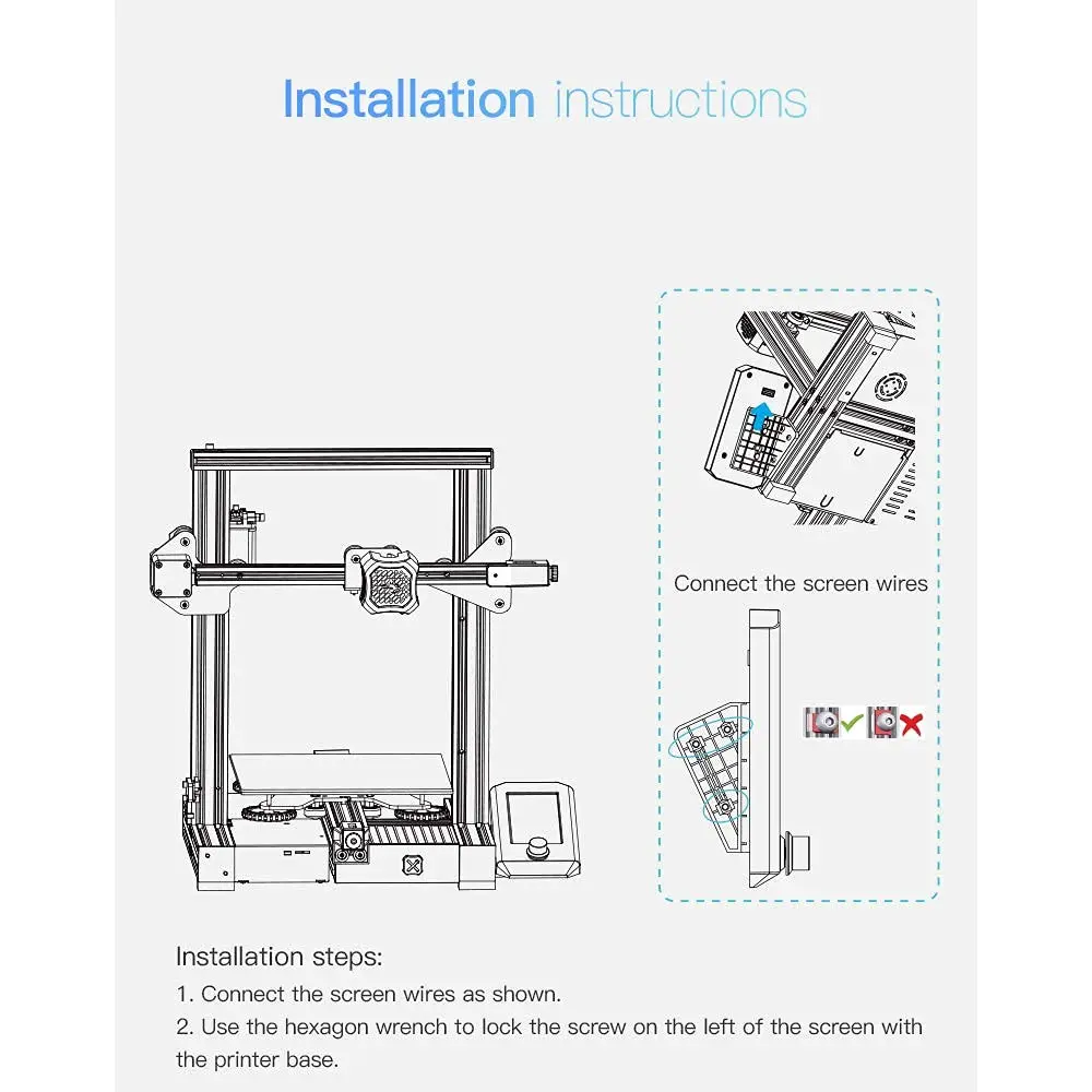 Creality original Ender-3 v2 kit tela inteligente hd tela colorida para Ender-3 v2/Ender-3 pro/ender 3 impressora 3d