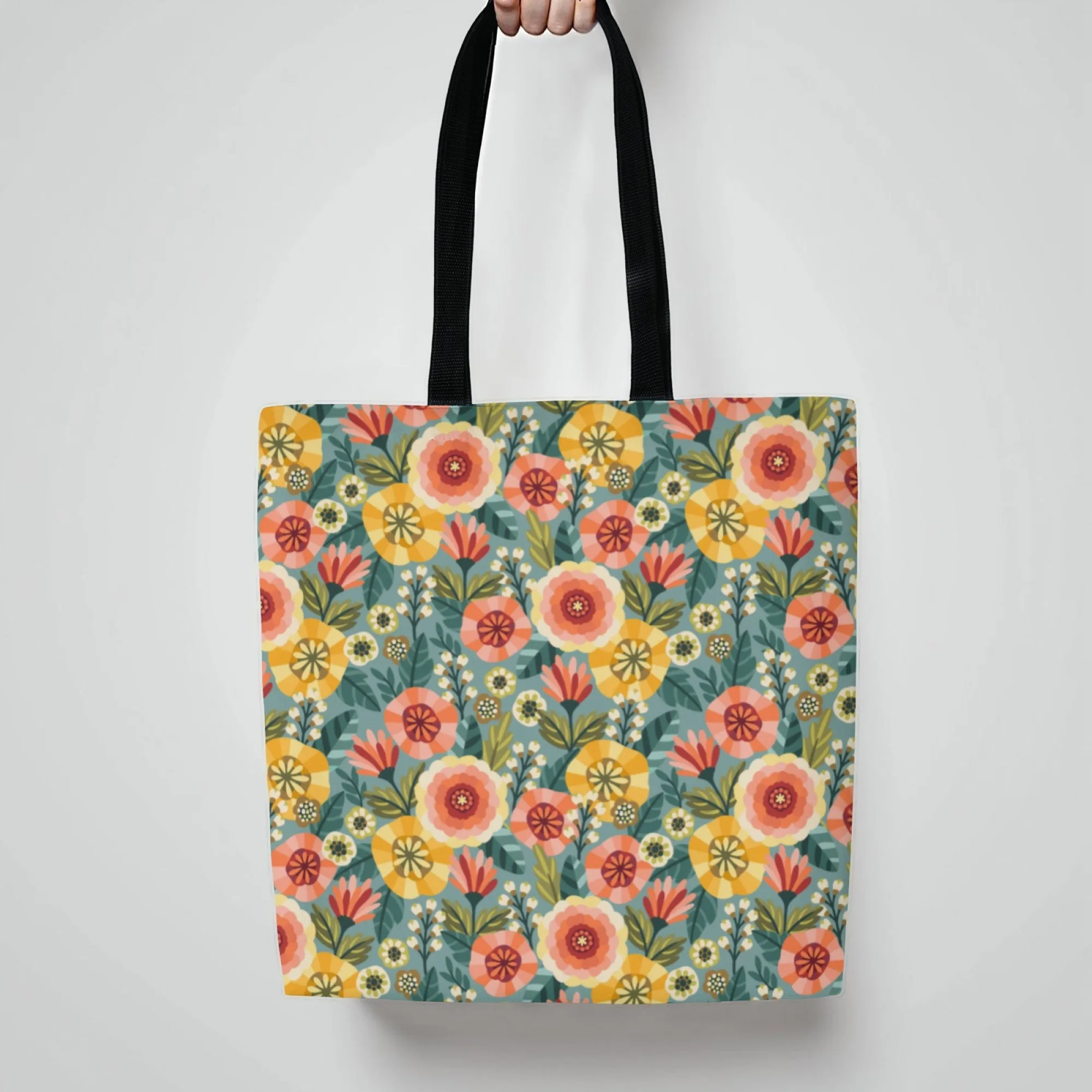 حقيبة كتف نسائية من القماش الكتاني على شكل زهور ريترو، حقيبة كتف على شكل زهرة فنية قابلة لإعادة الاستخدام لحقيبة يد متينة خفيفة الوزن على طراز الشارع اليومي #4