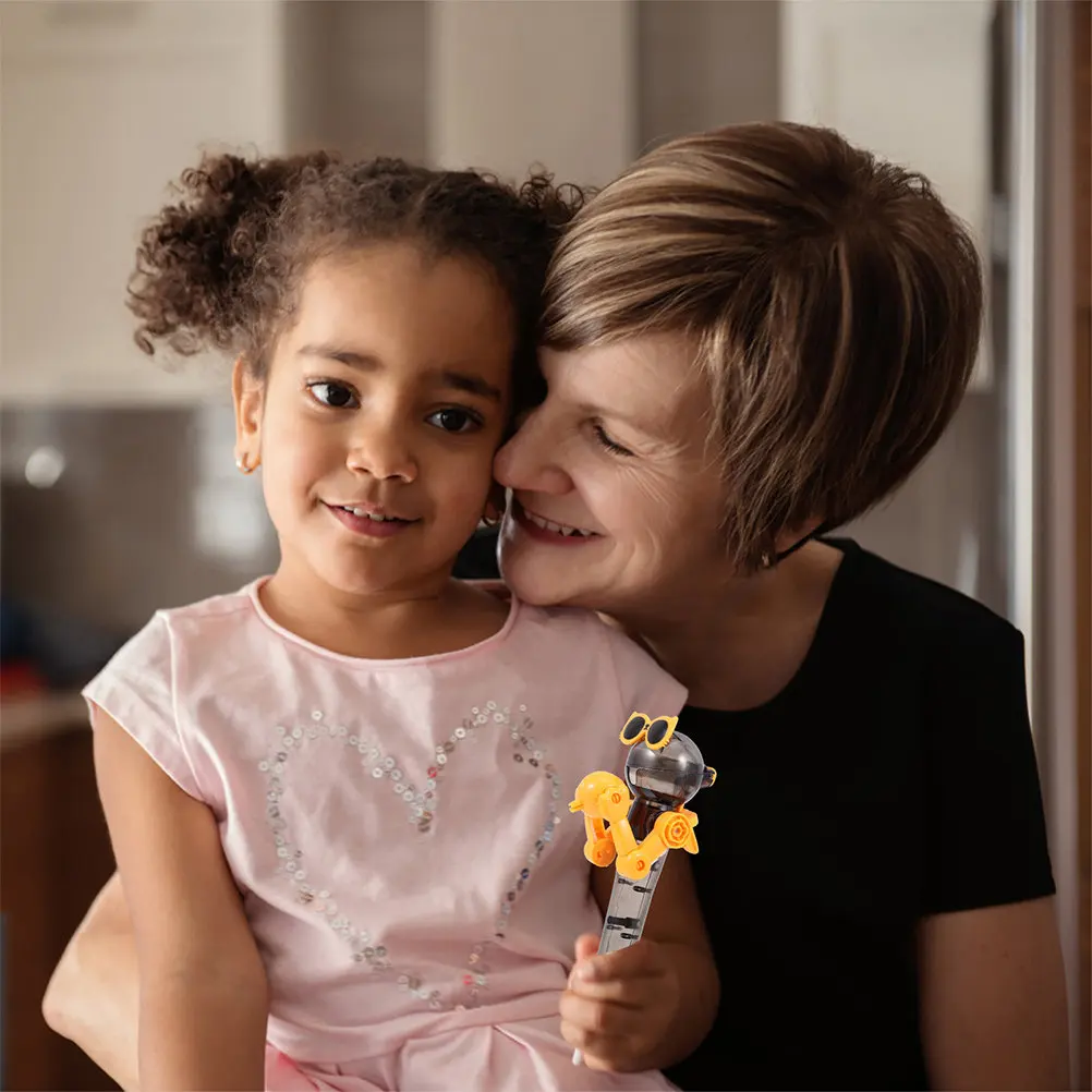 

3Pcs Creative Lollipop Robot Holder Premium Plastic Cartoon Shape Button to Open Mouth Lollipop Storage Case Kids