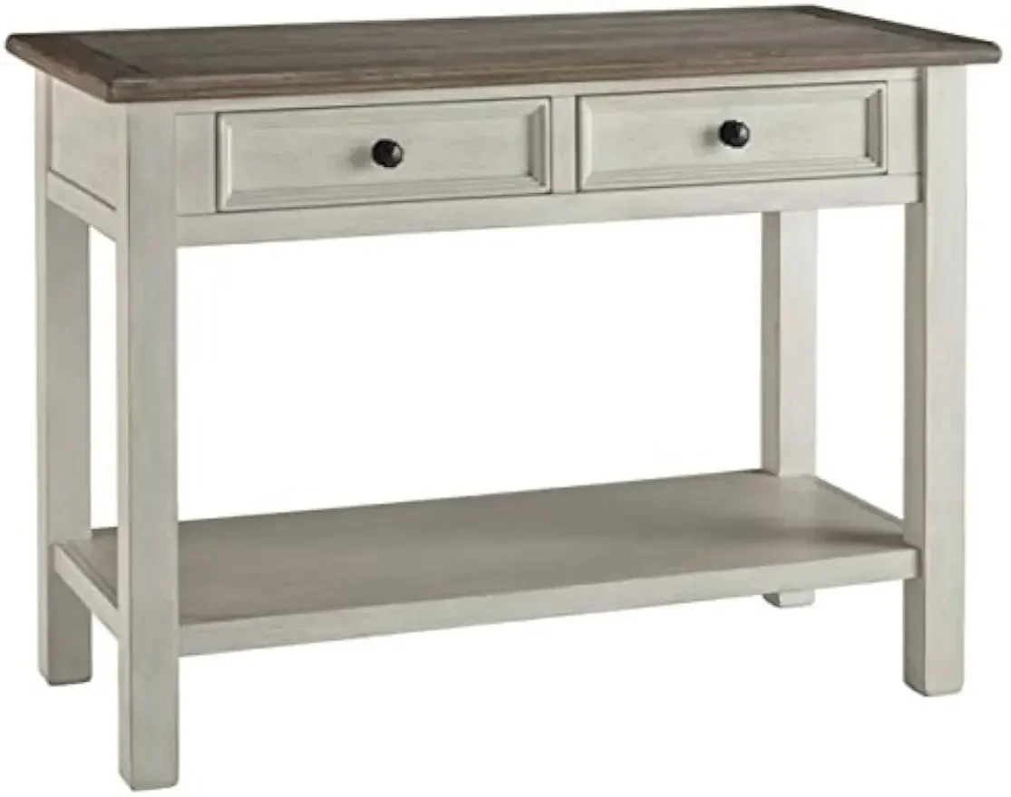 Farmhouse Rectangular Two Tone Sofa Table, Antique Cream