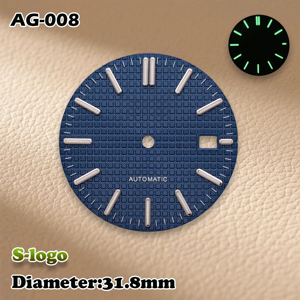 S Logo 31.8mm Royal Oak Wijzerplaat NH36/NH35 bewegingen Groen Lichtgevende Hoge Kwaliteit Horloges voor mannen Horloge Modificatie accessoires