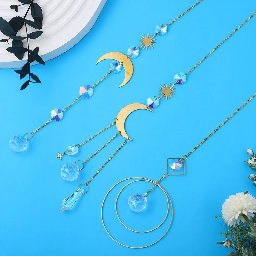 

4pcs Crystal Suncatcher Hanging Ornaments Prism Pendant For Window Garden Home Outdoor Elegant Reflector Decor Adornment