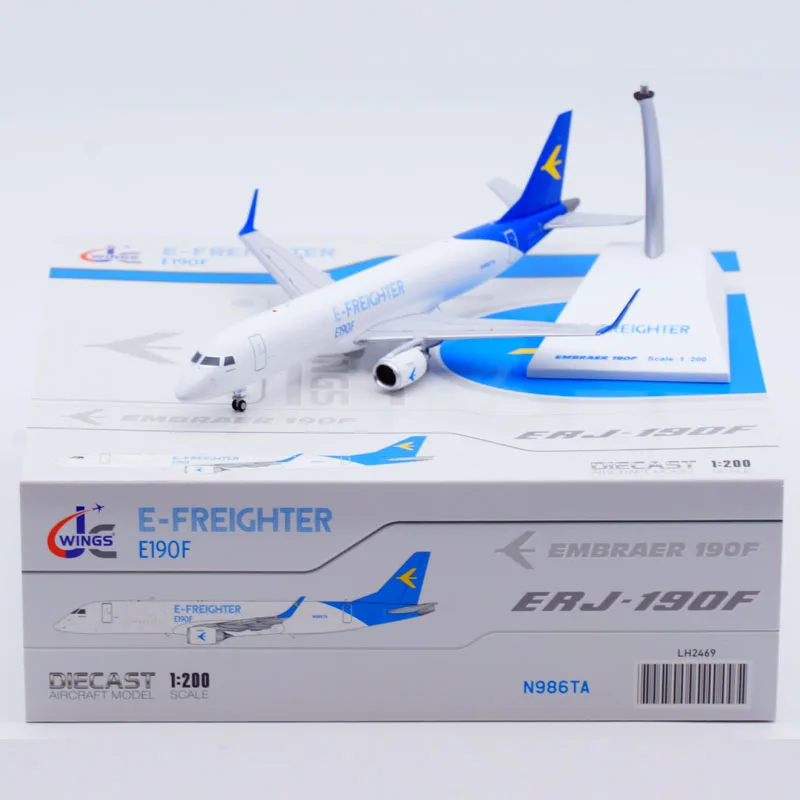 

LH2469 Alloy Collectible Plane Gift JC Wings 1:200 E-FREICHTER Embraer E190F Diecast Aircraft Jet Model N986TA With Stand