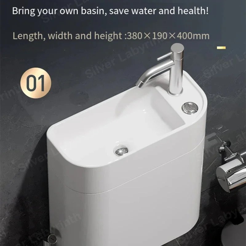 Przysiadowy ceramiczny zbiornik na wodę ze zlewem Zestaw zbiorników do spłukiwania toalety domowej