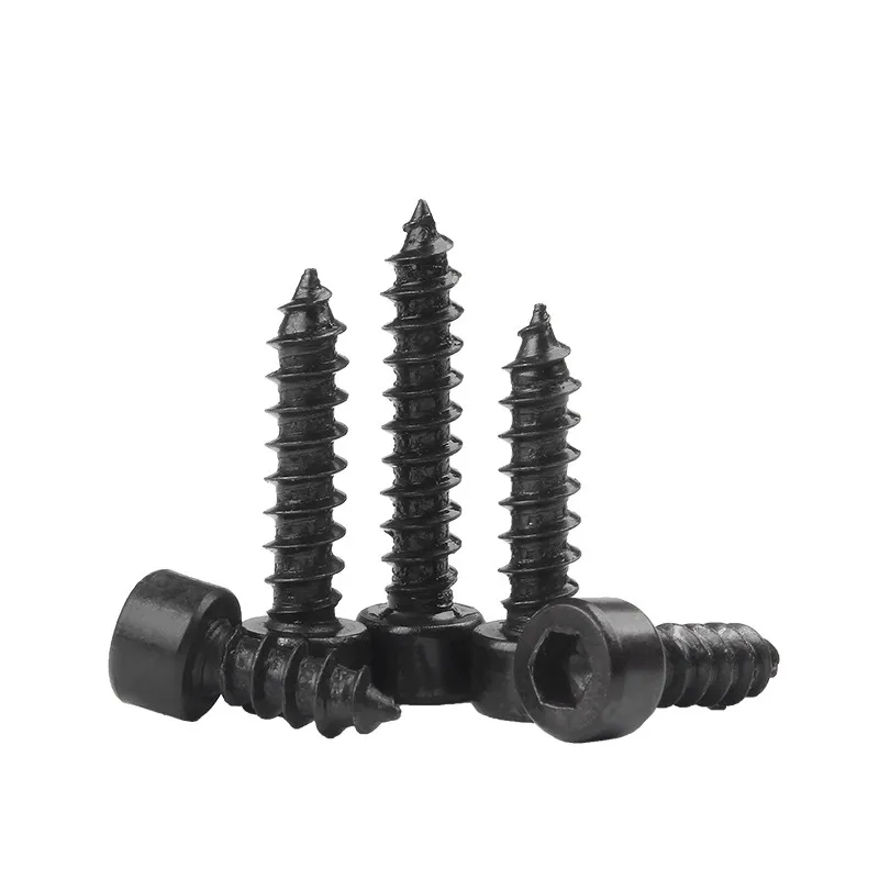 50pcs/lot Din912 M2 M2.6 M3 M3.5 M4 Black Hex Socket Cap Self Tapping Screw
