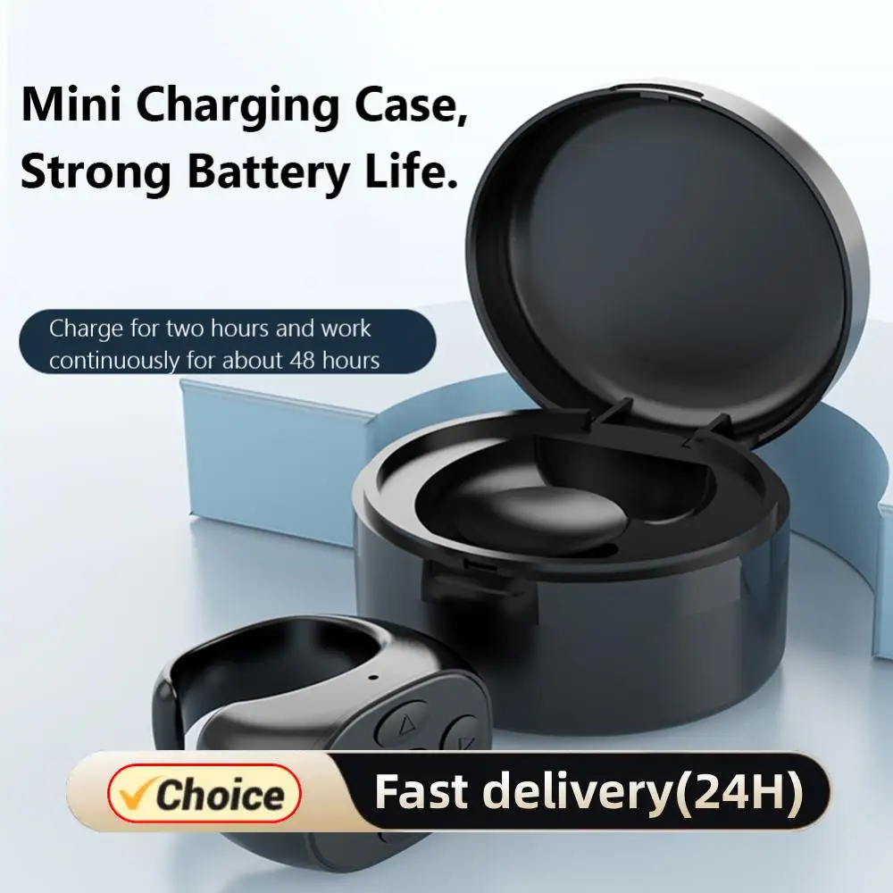 

Smart Browsing Device Bluetooth-compatible 5.3 Ring Remote Control with Charging Compartment Fingertip Flipping for Mobile Phone