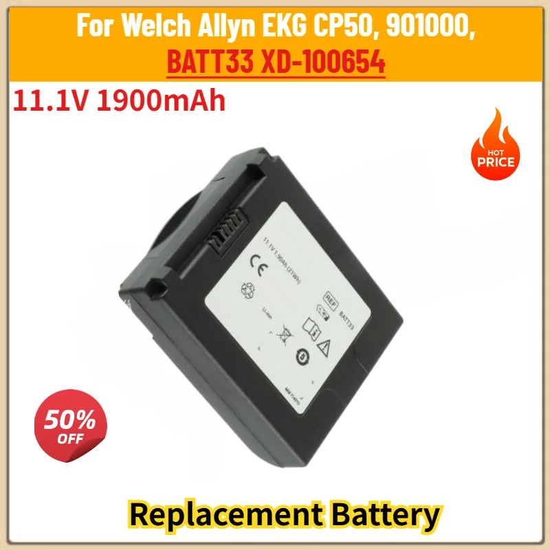 For Welch Allyn EKG CP50, 901000 Brand New High Quality BATT33 XD-100654 11.1V 1900mAh Replacement Battery