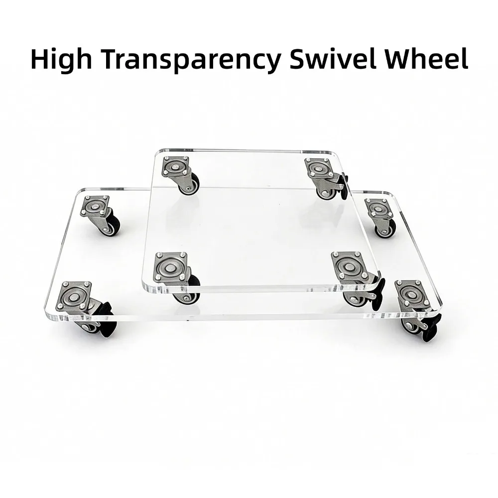 1Pcs Clear Movable Plant Pot Trolley Base High Transparent Flower Pot Tray Silent Swivel Casters With Lock Brake Rolling Stand