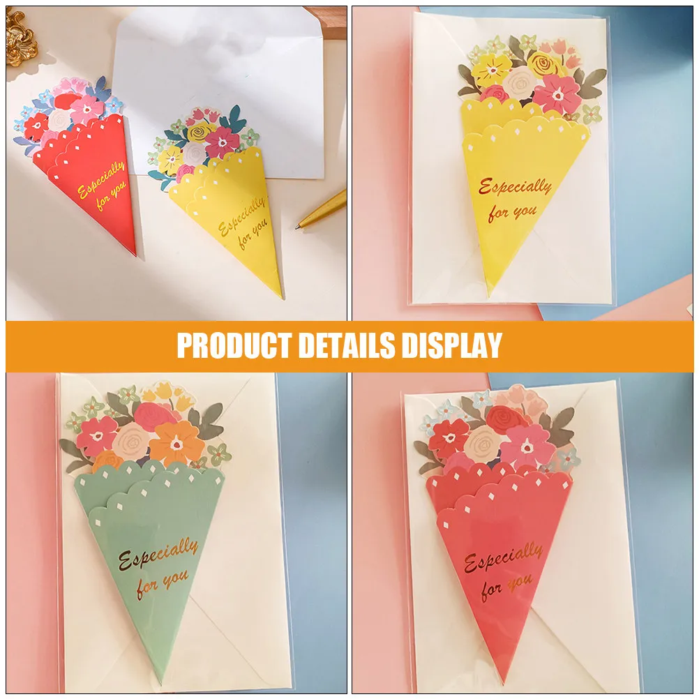 

15Pcs Exquisite Floral Folding Greeting Cards Mother's Day Gift Card for Mom Bouquet Blessing Cards Premium Thick Paper Tear