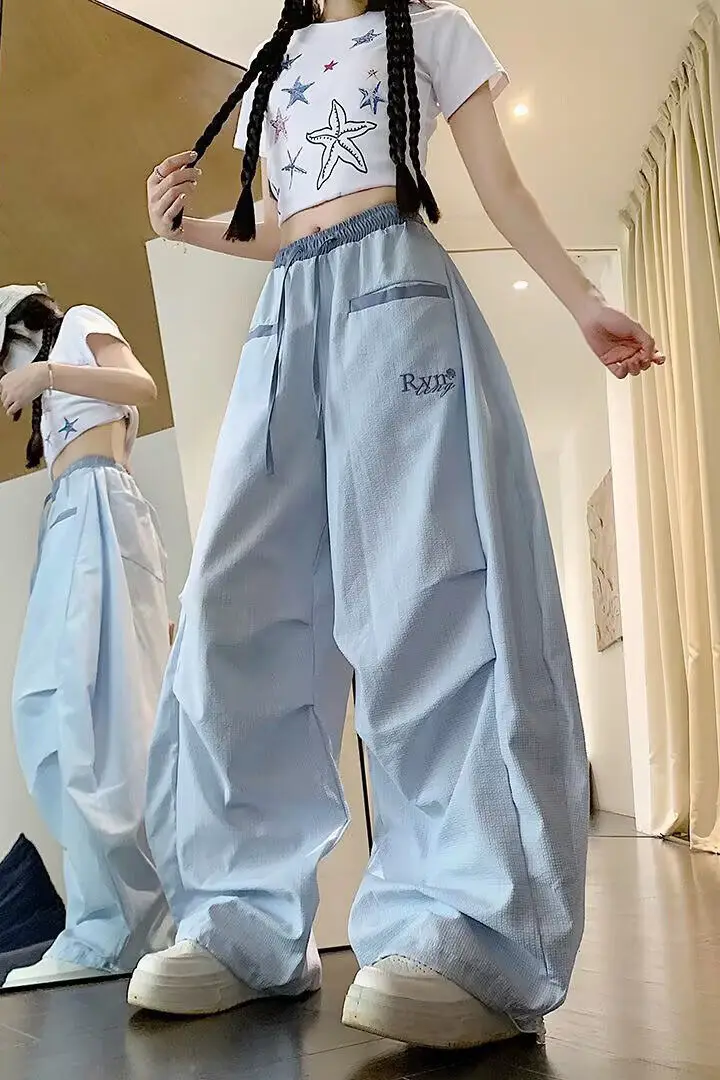 

American Street Striped Scimitar Pants Women 2025 Summer New Style Draped Loose Versatile Wide-leg Casual Pants