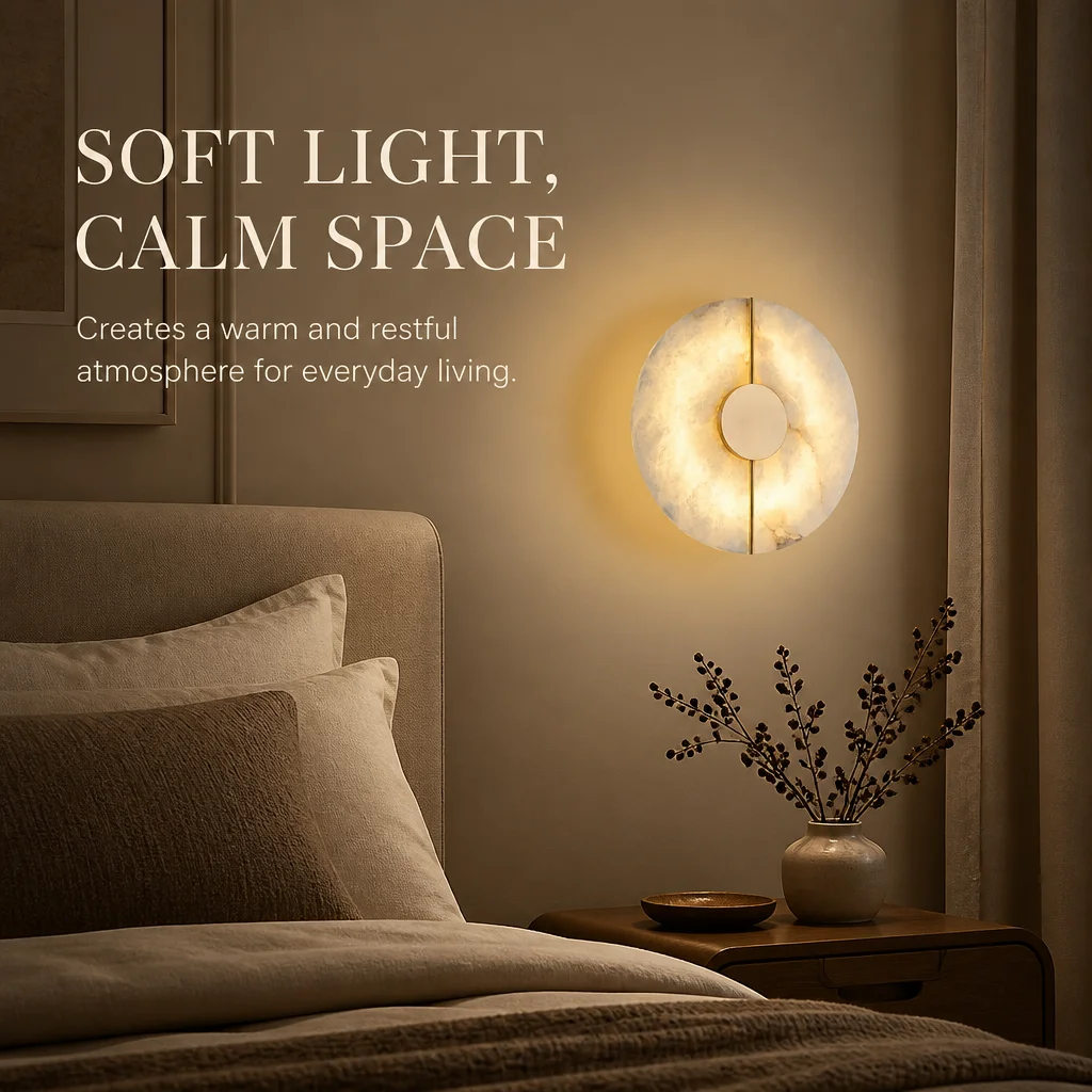 Modern Marble Wall Sconce Alabaster Light Image 3